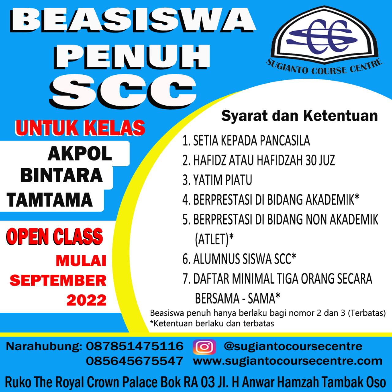 Bimbingan Belajar GRATIS di Sugianto Course Centre (SCC)